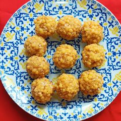 A picture of Bundi Ladoo. Tiny Beads Big Delight. (Rakshabandhan Special).