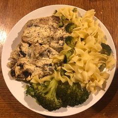 A picture of Pork Tenderloin with Mushroom Cream Sauce.