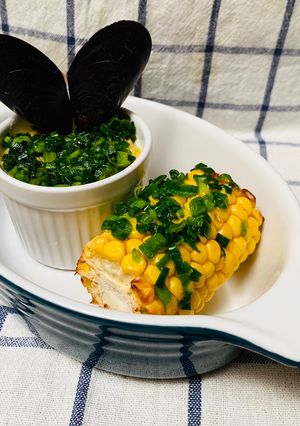 Hình của món Vẹm xanh nướng trứng & mỡ hành.