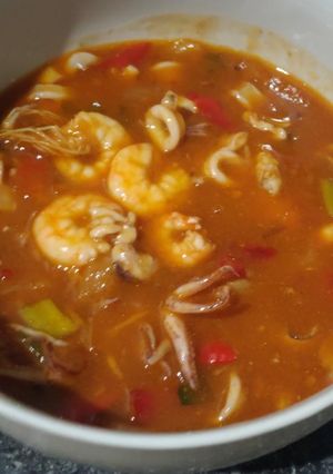Foto resep Cumi udang saos Padang sederhana😍
