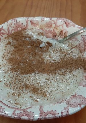 Una foto de "Leche" de coco y arroz con "leche" de coco