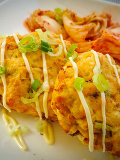 A picture of Chicken and Kimchi Fritters.
