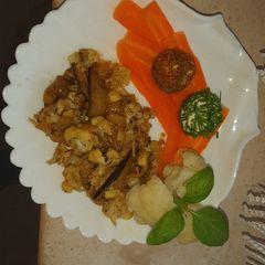 A picture of Fried Gobhi with Cheese balls.
