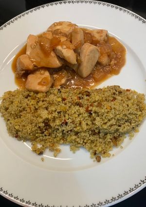 Une photo de Poulet caramel et céréales
