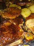 Chuleta con miel y mostaza