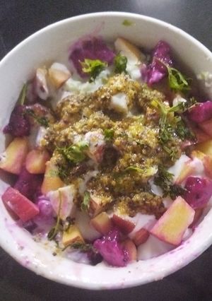 A picture of Dragon Fruit Apple Salad.
