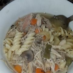 Turkey soup with noodles (Leftover Thanksgiving Turkey) A picture of Turkey soup with noodles (Leftover Thanksgiving Turkey).