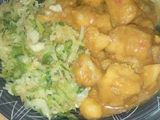 Matoke,fried cabbage