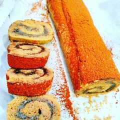 A picture of Roll Cake Choco Gamache Filling.
