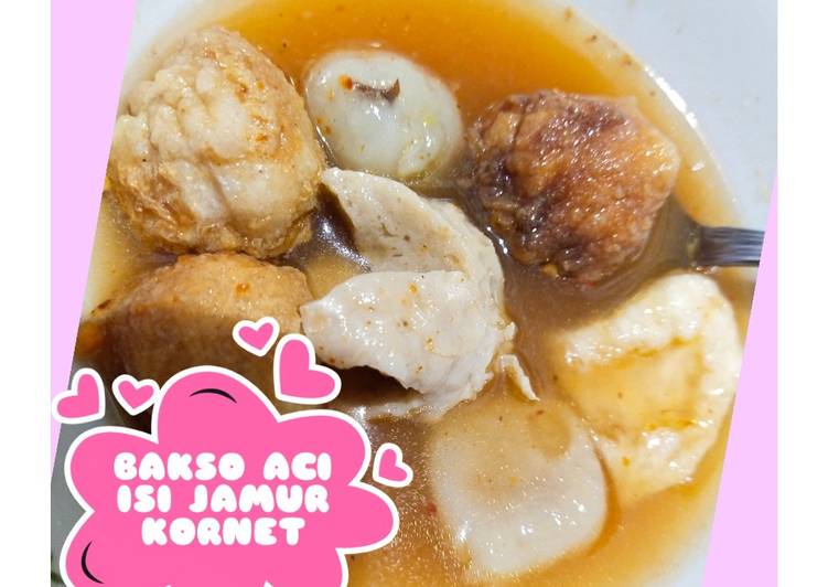 Bakso aci isi jamur kornet