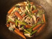 A picture of spring greens stir fry