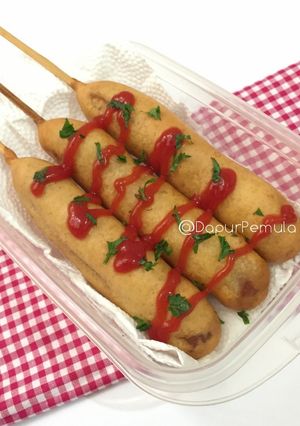 Foto resep sausage in fried pancake #corndog