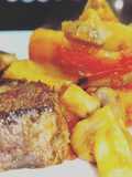 Bondiolita con salteadito de papines, champis y tomates asados!