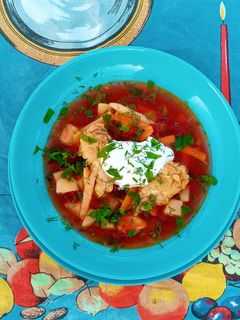 Borscs 🐔🥕🥔🍅🌱🍶⚡ recept fotója