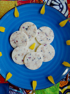 A picture of White Chocolate coins#recipemarathon.