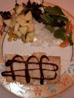 Una foto de Tofu salteado con grana padano y salsa barbacoa