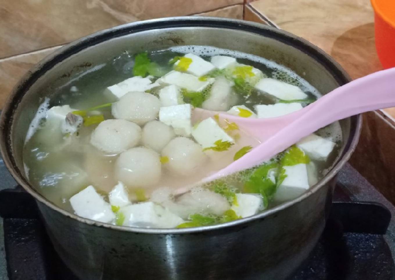 Sup pentol ayam tahu kaldu tulang (no telur dan tepung kanji)
