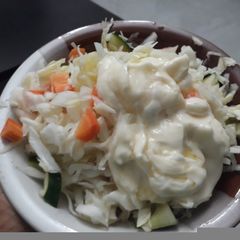 A picture of Coleslaw with mayonise.