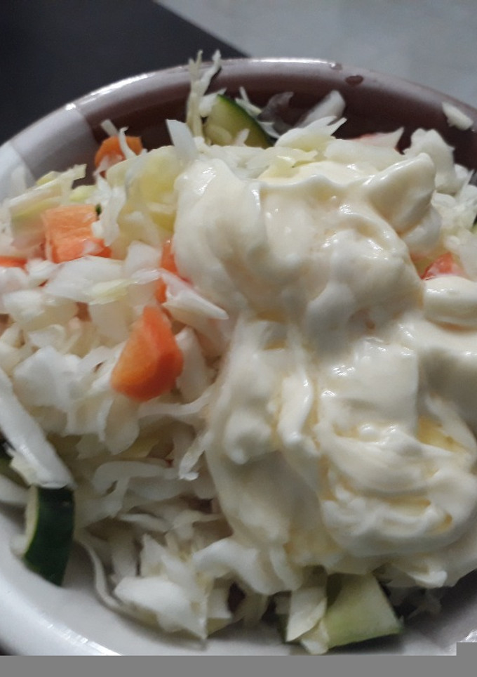 A picture of Coleslaw with mayonise.