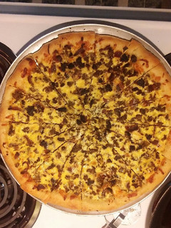 A picture of Breakfast Pizza (stuffed crust).