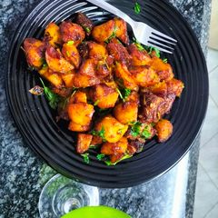 A picture of Bombay masala potatoes.