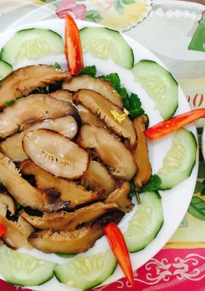 Hình của món Nấm hoa chấm mắm gừng (thịt vịt chay).