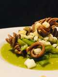 Fusilloni di farro alla crema di taccole e alici