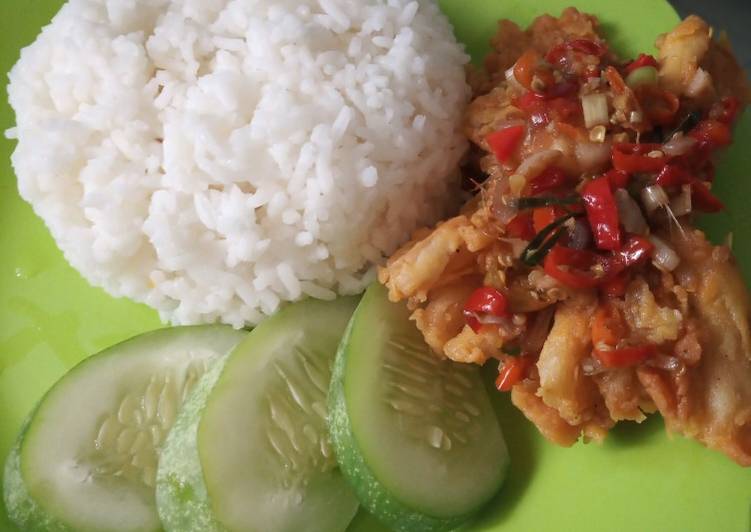 Jamur geprek sambal matah