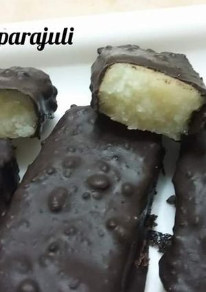 A picture of Homemade dessicated nariyal chocolates.