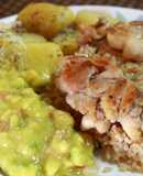 Churrasco de pollo con ensalada de aguacate