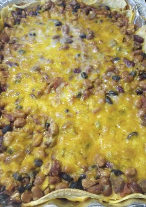 A picture of Chili Lasagna Batch 000 with Beans.