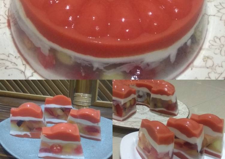 Puding semangka "merah putih"