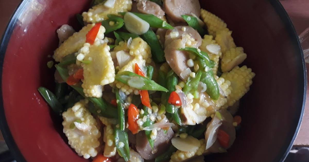 Resep Tumis buncis, jagung muda, bakso endull oleh Andrianna Eka Puji
