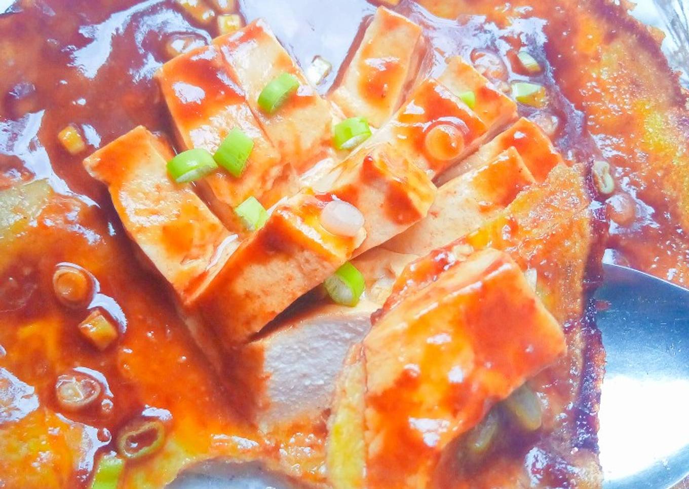 Tahu Telur Siram Saus Pedas Manis