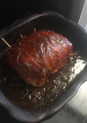 Una foto de Cerdo en salsa de mango Navideño