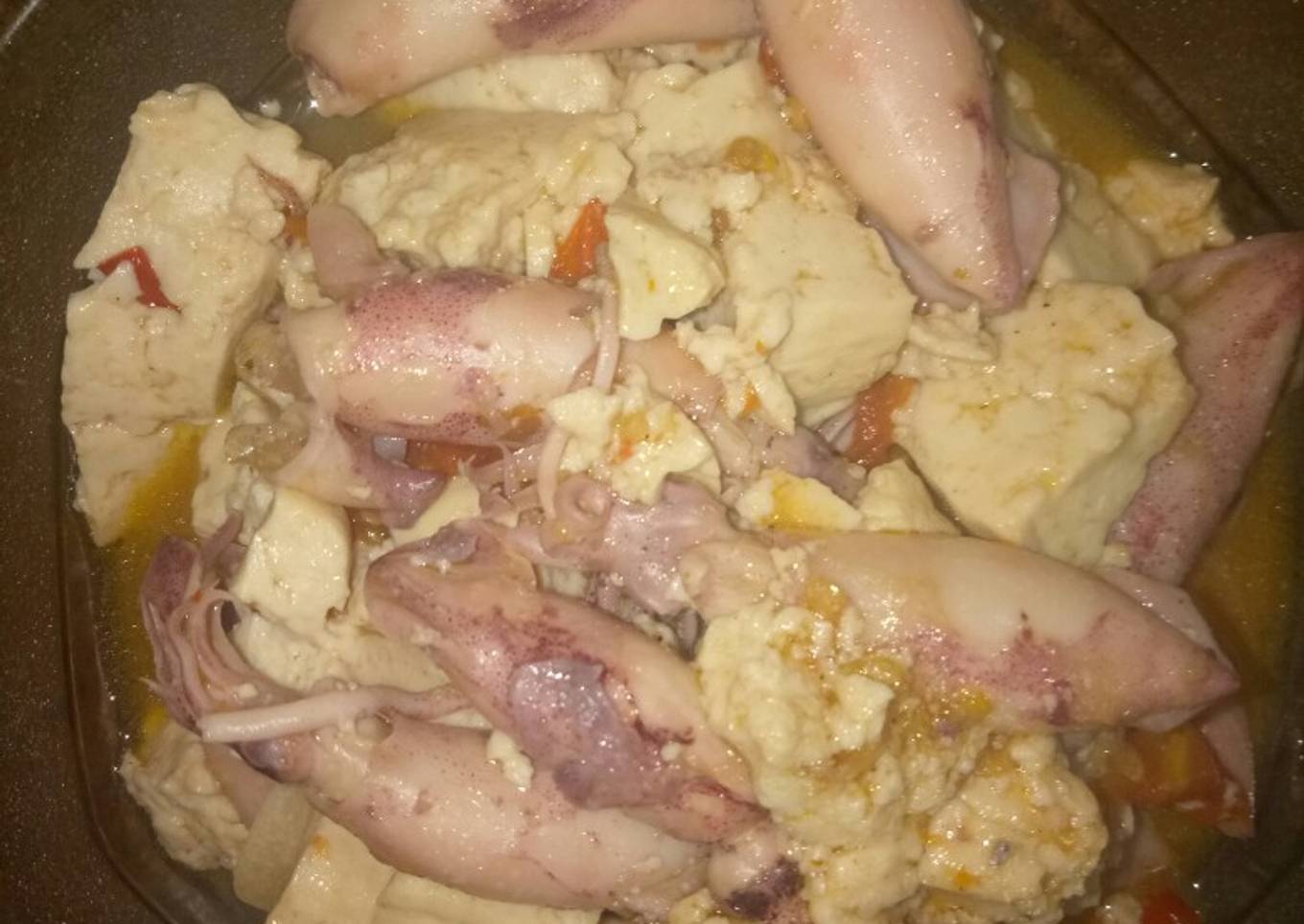Tumis cumi asin tahu putih