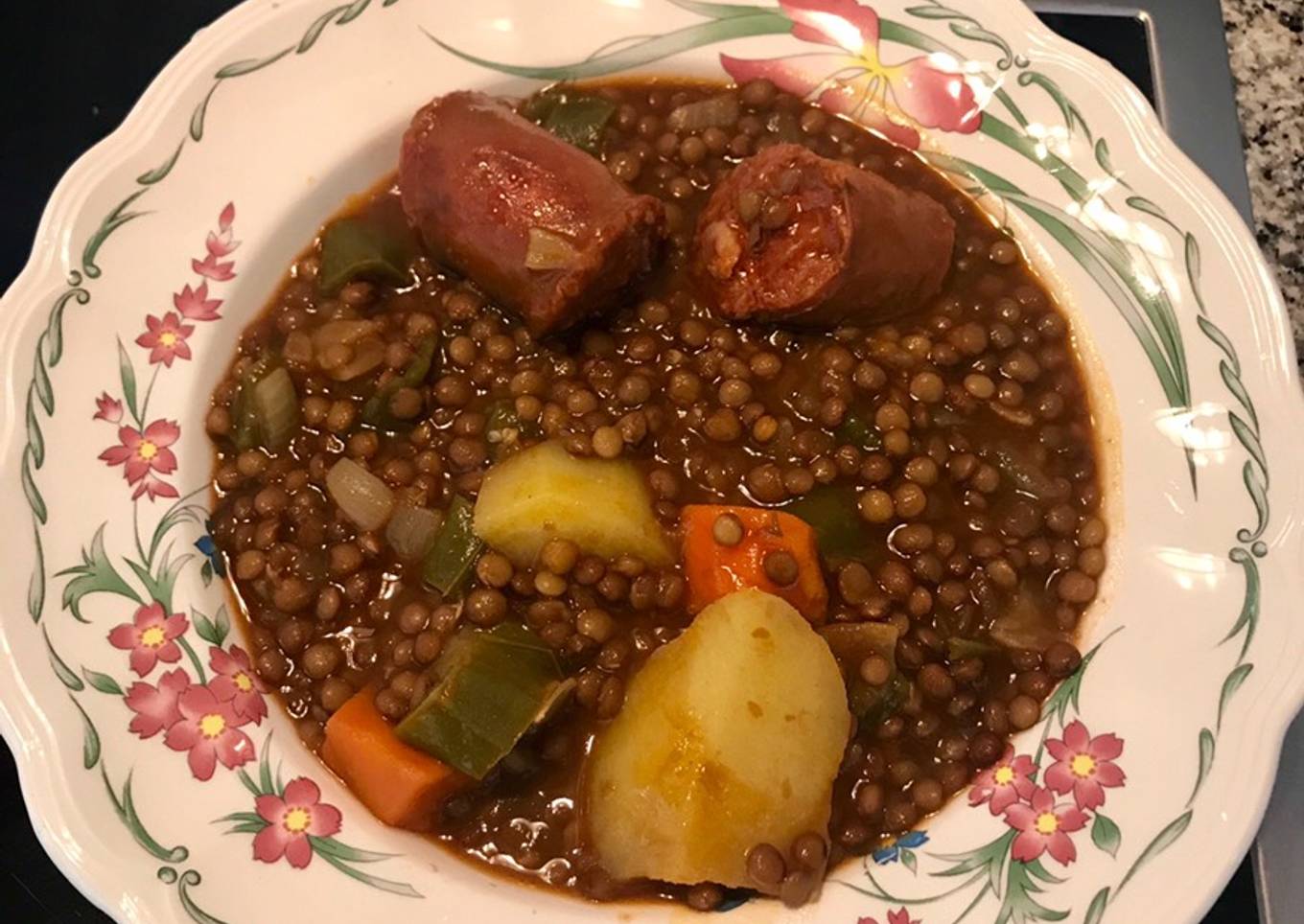 Lentejas pardinas con chorizo