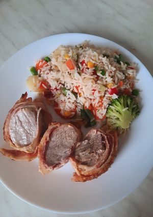 Baconbe tekert sertésszűz recept fotója