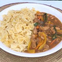 A picture of Pasta with shredded chicken soup #ramadancontest.