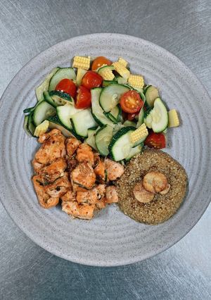 Hình của món Cá hồi lúc lắc sốt gừng - lá chanh [Eat clean - Lose weight].