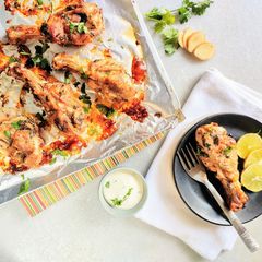 A picture of Baked chicken drumsticks.