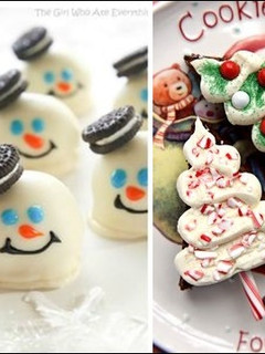 Una foto de Postres de oreo y brownie navideños