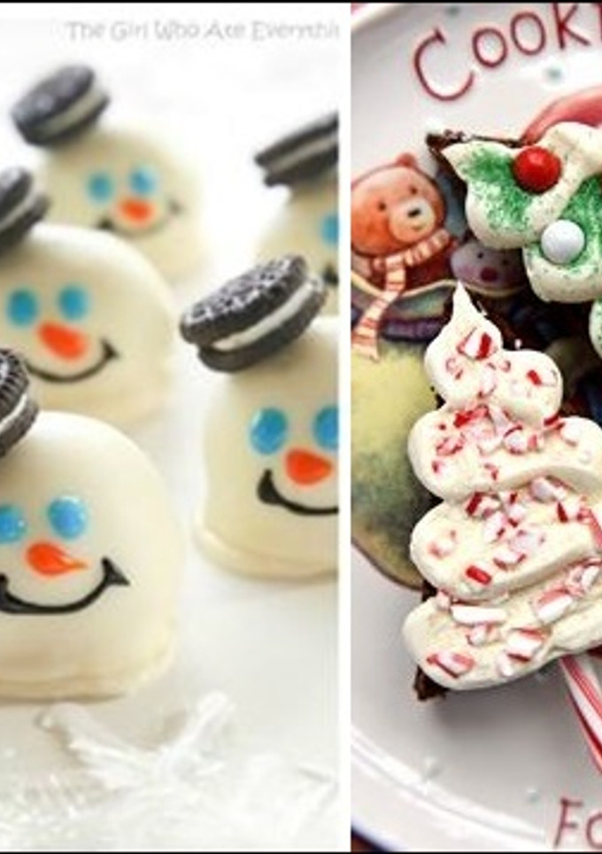Una foto de Postres de oreo y brownie navideños