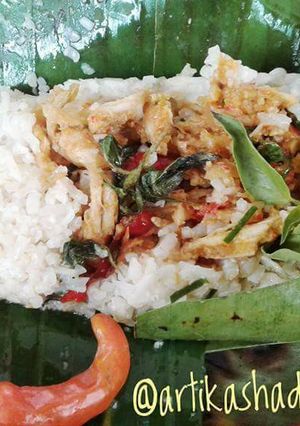 Foto resep Nasi Bakar Ayam Suwir Teri Pedas Keto