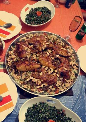 صورة لوصفة اوزي باللحمة المفرومة والدجاج المشوي