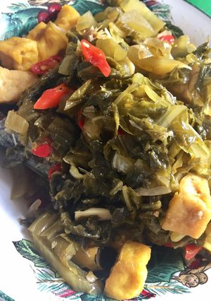 Foto resep Ikan Kembung masak Sayur Asin dan Tahu