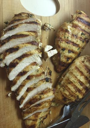 A picture of Electric grill grilled chicken... Moist.