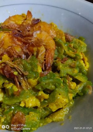 Foto resep Tumis pare, udang, n telur