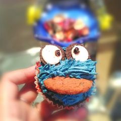 A picture of Monster cupcakes.