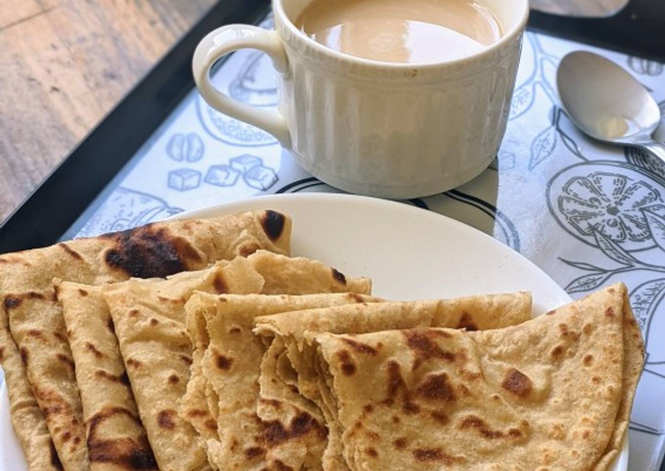 Layered Chapatis with tea